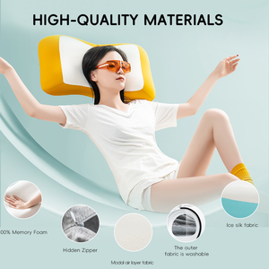 Oreiller ergonomique en mousse à mémoire de forme YUE RISE Premium, lavable, multi-positions, conçu pour les seniors et les personnes souffrant de troubles cervicaux, avec support 3 zones - Product Image 4