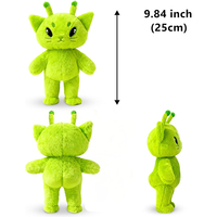 Peluche personnalisée OEM/ODM, jouet en peluche drôle et amusant, chat extraterrestre vert, design tendance, cadeaux pour Noël et anniversaire