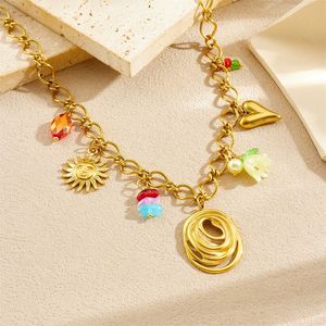 Fashionable Colorful Plastic Beaded Acrylic Lily Of The Valley Pendant Necklace Set For Women Party Jewelry - Product Image 2