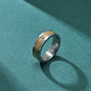 Anelli in Acciaio Inossidabile Placcati Oro IP con Motivi Intagliati a <span class=keywords><strong>Grano</strong></span> Turco Personalizzati Alin per Uomo Vendita all'Ingrosso - Product Image 3