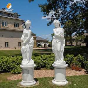 MILYライフサイズ古典的な大理石女性像ポット付き彫刻屋外ヴィラ前庭玄関装飾 - Product Image 3