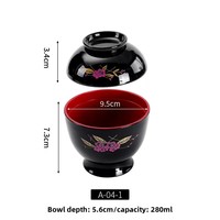 Série Double Sword Bowl, vaisselle japonaise, ensemble de bols en plastique pour soupe, riz et dessert, design fileté