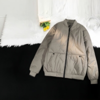Veste d'hiver à col baseball, couleur unie, fermeture éclair, résistante au froid et chaude, veste en duvet décontractée pour homme, grande taille
