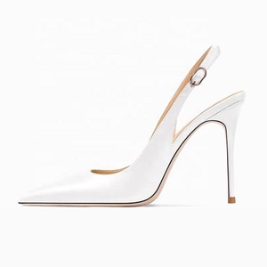 Large Size 47 Women Pointy Toe Shallow Back Strap Sandals Summer Solid <b>Soft</b> Dress Pumps Slingbacks High Slim Heels - Product Image 4