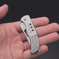 Couteau de poche miniature en acier inoxydable, couteau à fruits pliable multifonctionnel pour le camping en plein air, porte-clés EDC