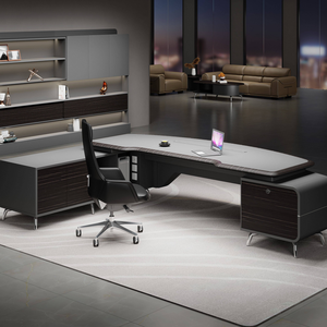 Scrivania Direzionale di Lusso in Legno Massello, <span class=keywords><strong>Design</strong></span> Moderno e Durevole con Stoccaggio Modulare e Funzionalità Multiple, Scrivania per CEO - Product Image 3