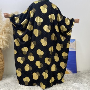 Luxury New Gold Circle <b>Print</b> Design Elastic Cuff Big Batwing Sleeves Rhinestone Polyester Women Open Abaya 1442# - Product Image 6