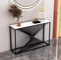 Table console moderne en marbre et métal sur piétement – Meuble de salon durable, stable et facile à nettoyer pour l'entrée de la maison ou le bureau