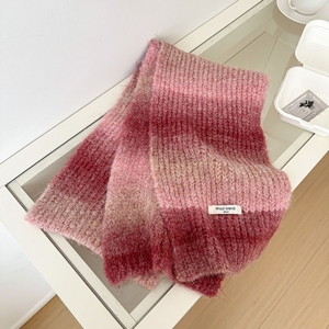 Women Fashion Wool Knitted <b>Scarf</b> Soft <b>Fluffy</b> Ribbed Neck <b>Scarves</b> Shawl Thick Warm Color Block Wraps for Autumn Winter Daily Wear - Product Image 6
