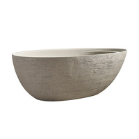 Baignoire autoportante pour hôtel, salle de bain intérieure, en surface solide, pour adultes, avec drain en pierre, écologique, 60 gal+, drain d'angle