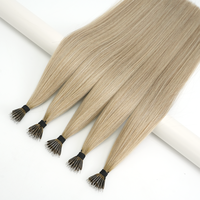 Extensions de cheveux humains lisses à anneaux nano, 12-24 pouces, double épaisseur, cheveux russes Remy, pointe nano pour professionnels de salon