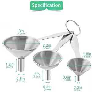 Conjunto de Funis de Cozinha Mini em Aço Inoxidável 3 em 1, Ferramenta de Filtragem de Óleo, Funil de Cabo Longo para Transferência de Óleos e Líquidos - Product Image 2