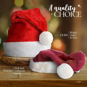 Chapeau de Noël personnalisé avec pompon, logo brodé imprimé, vente en gros, chapeaux de Père Noël en velours chaud noir, bleu, rouge, vert pour l'hiver - Product Image 4