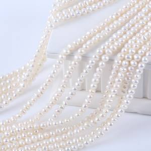 Perles d'eau douce naturelles de 5-6 mm, couleur blanche, semi-finies, perles nues, forte luminosité, micro-défauts, perles en vrac pour la fabrication de bijoux - Product Image 3