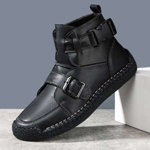 Stivali da Uomo in Pelle Scamosciata con Cinturino e Fibbia Metallica, Cuciture a Mano, Suola Flessibile in Gomma, Impermeabili, Traspiranti, Casual, per Camminata all'Aperto - Product Image 5