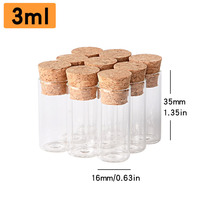 Tube à essai en verre borosilicate transparent à fond rond et plat, vide, avec bouchon en liège, pour usage en laboratoire, 2 ml, 3 ml, 5 ml, 7 ml, 8 ml
