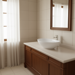 Lavabo Ovalado de Cerámica, Blanco Brillante, Estilo Clásico, para Baño - Product Image 2