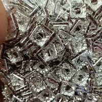 Perles entretoises carrées en métal cristal de 10 mm à grand trou, multicolores, pour la fabrication artisanale de bijoux DIY, accessoires pour anneaux et colliers de perles