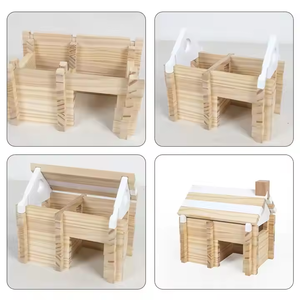 Blocs de construction <span class=keywords><strong>en</strong></span> bois massif écologiques pour <span class=keywords><strong>maison</strong></span> <span class=keywords><strong>en</strong></span> rondins, jouet Montessori unisexe pour l'apprentissage précoce, jeu de construction, cadeau pour les tout-petits - Product Image 5
