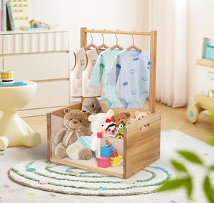 Çok yönlü tasarım ahşap bebek duş sandık dolap bebek hediye kollu sepet - Product Image 5