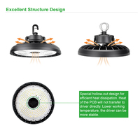 Conception spéciale ajourée pour une dissipation thermique efficace, certifié ETL DLC, UFO pour éclairage de grande hauteur, IP65, entrepôt, garantie 5 ans