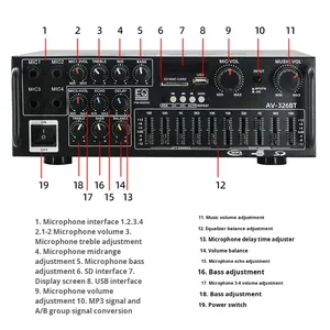 Amplificateur domestique 2 canaux haute puissance à vente chaude 12V 220V pour égaliseur EQ double usage <span class=keywords><strong>voiture</strong></span> et karaoké en plein air - Product Image 3