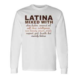 Camiseta de manga larga Latina con mezcla de manteca de karité y aceite de coco, Self Love Pride Power - Product Image 1