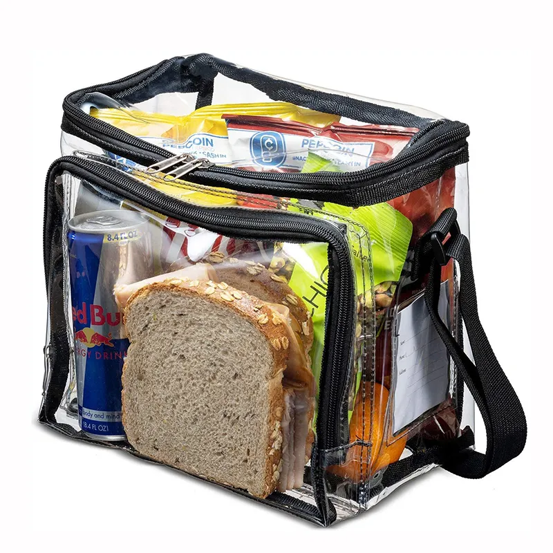 Sacs à lunch transparents étanches, sac à Lunch transparent en PVC réutilisable pour enfants et adultes, vente en gros