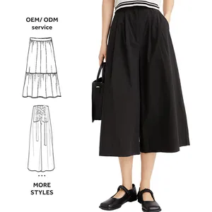 Casual pants women's elastic waist Japanese system all matching small seven-point wide leg pants for long skirts for women