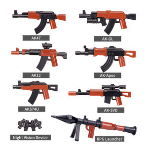 Rifle <span class=keywords><strong>de</strong></span> <span class=keywords><strong>Asalto</strong></span> <span class=keywords><strong>de</strong></span> Fantasía y Ciencia Ficción, Modelo Ak-74, Juguete <span class=keywords><strong>de</strong></span> Dos Colores, Negro y Marrón, Bloques <span class=keywords><strong>de</strong></span> Construcción <span class=keywords><strong>de</strong></span> Plástico para Ensamblar - Product Image 3