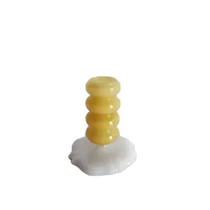 卸売翡翠色キャンドルホルダー手吹きバブル形状テーパーキャンドルスタンド家の装飾のためのガラスローソク足