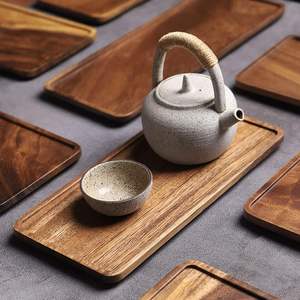 Plateau de service en bois classique Surface lisse Durable anti-déversement pour cuisine salon hôtels et fêtes en plein air - Product Image 2