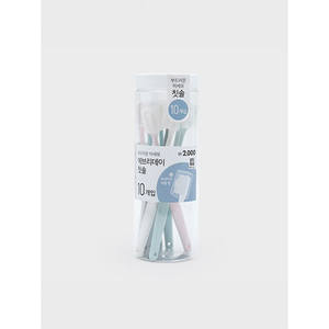 Set of 10 Travel <b>Toothbrushes</b> in Cylindrical <b>Case</b> <b>with</b> Micro-Teeth Including Cap - Product Image 1