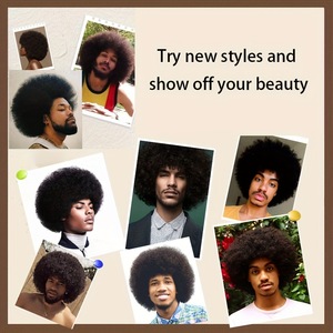 <span class=keywords><strong>Perruque</strong></span> <span class=keywords><strong>Afro</strong></span> Bouclée pour Homme de Petite Taille Dentelle Marron Clair avec Fibre Synthétique Haute Température pour Costume Rock Nouvelle Couleur Noire - Product Image 4