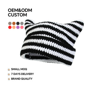 Black & White Tuxedo Cat Beanie - Unisex Knit Skull Cap For Winter, Running, And Outdoor Activities - View #8