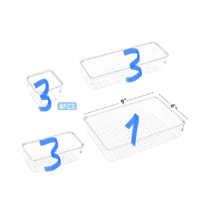 10 pcs thân thiện với môi nhựa ngăn kéo tổ chức rõ ràng trang điểm <span class=keywords><strong>Vanity</strong></span> lưu trữ hộp đồ trang sức Khay có thể tháo rời phòng tắm ngăn kéo ngăn - Product Image 1