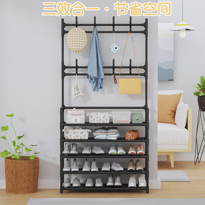 TEMU Multifunctional <b>Shoe</b> <b>Rack</b>, Integrated Clothes <b>Rack</b>, Multi-layer Storage <b>Shoe</b> Cabinet, Floor Standing Clothes <b>Rack</b>, Storage - Product Image 2