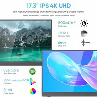 Triple monitor portátil 17,3 pulgadas 4K IPS LED Eye Care Screen HDR Freesync Monitor portátil para juegos en PC Laptop Phone Xbox