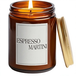 Vela Aromática de Soja Hecha a Mano con Aroma a <span class=keywords><strong>Espresso</strong></span> <span class=keywords><strong>Martini</strong></span>, en Frasco de Vidrio con Aceites Esenciales, Ecológica, para Fiestas en Casa y Decoración del Hogar - Product Image 1