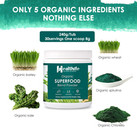 Poudre de super-aliments biologiques OEM, mélange de spiruline, chlorelle, herbe de blé, chou frisé, super-aliments verts