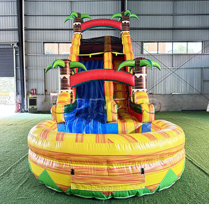 Toboggan aquatique gonflable combiné pour parc aquatique, toboggan sec et humide, marbre arc-en-ciel, nuage, toboggan à sauter - Product Image 6