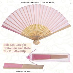 Rose Imité Soie Tissu Bambou De Poche Plié Ventilateur Faveurs De Fête De Mariage Baby Shower Cadeaux Avec Sacs-cadeaux - Product Image 3