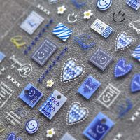 Nouveaux autocollants pour ongles en denim 5D TSZS, motifs ours, esthétique Coquette Ballet, décorations vintage brodées pour ongles, motifs chat