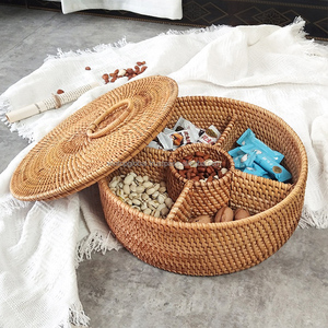 Boîte de rangement en rotin durable faite à la main de petite taille avec 5 compartiments Panier de rangement de bureau pour la maison Marque Wintop - Product Image 5