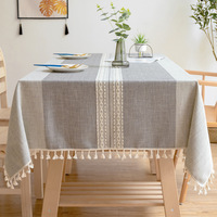 Nappes de table rectangulaires en polyester tissé, personnalisables, avec pompons, plusieurs tailles, pour événements et fêtes