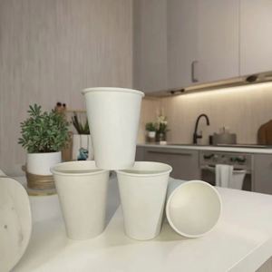Gobelets à café, jus, lait et thé en carton à paroi simple de 12 oz avec couvercles - Product Image 5