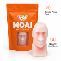 Moai Wax Candy Enkelvoudige Verpakking, Novelty Vloeibare Vulling, 3D Steenkop Kauwgom Snoepjes