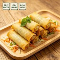 Rollitos de Primavera de Verduras Congeladas 100% Veganos, IQF, Crujientes, Aptos para Freír al Aire, Dim Sum, Venta al por Mayor, Marca Privada