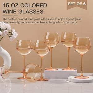 15oz soplado a mano colorido cristal cristalería globo Rosa ámbar gris verde color <span class=keywords><strong>Gin</strong></span> copas de vino - Product Image 2