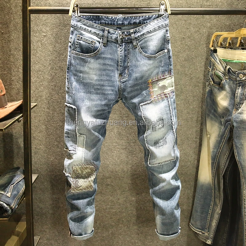 The latest arrival korean fashion small foot elastic bottom jeans tight men's pants tapered jeans